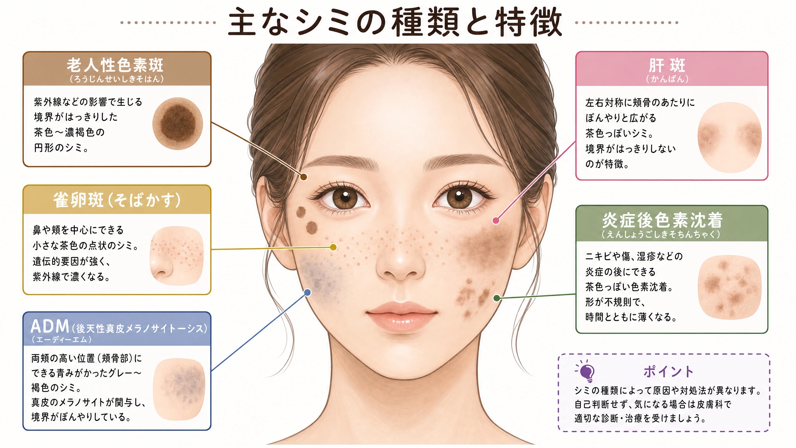 主なシミの種類と特徴