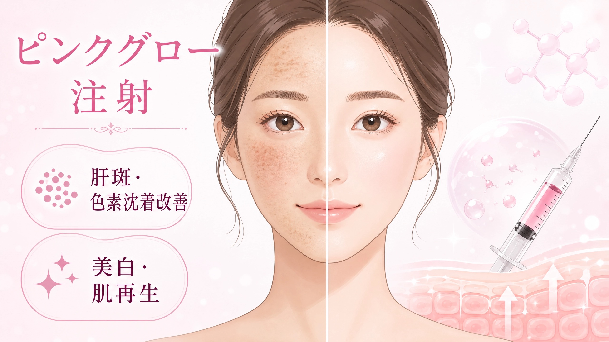 ピンクグロー注射で肝斑・色素沈着改善、美白・肌再生