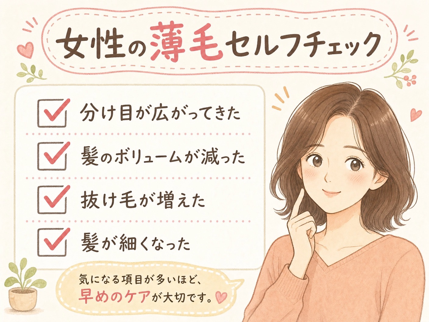 女性の薄毛セルフチェック